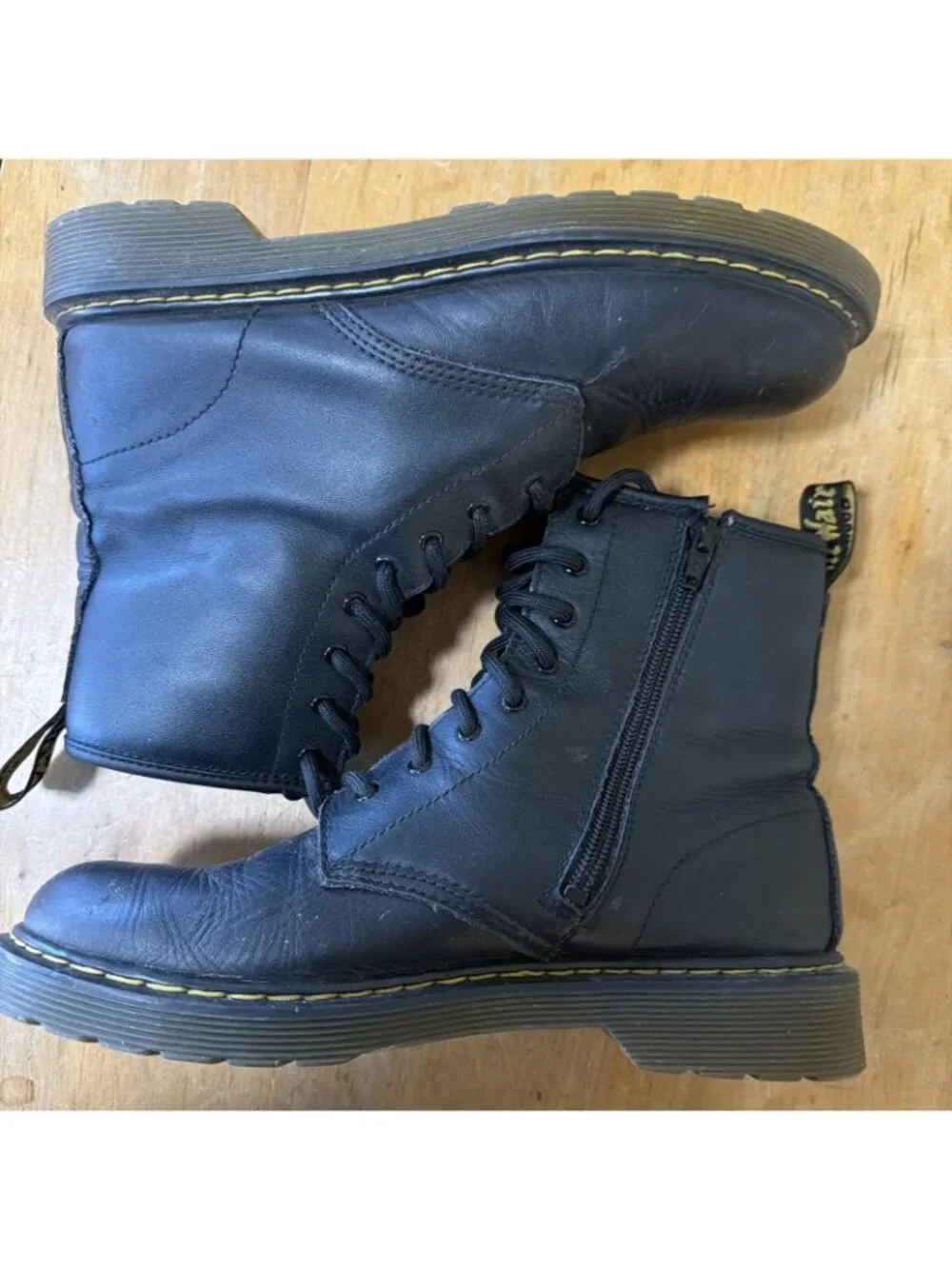 Dr. Martens W Sz 7 1460 W Original Smooth Leather Lace Up Black Combat Boots Zip
